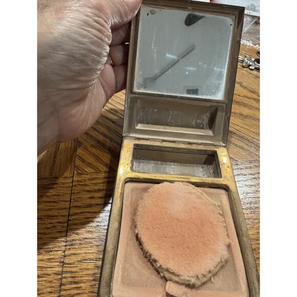 Vintage Eiffel Tower Powder Compact Tortoise Made In France Art Deco w Mirror - Picture 10 of 10